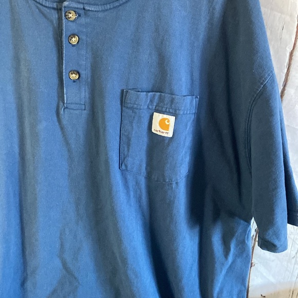 Carhartt Men's Original Fit Henley T-Shirt Athletic Casual Blue 2XL 347 - Picture 4 of 7